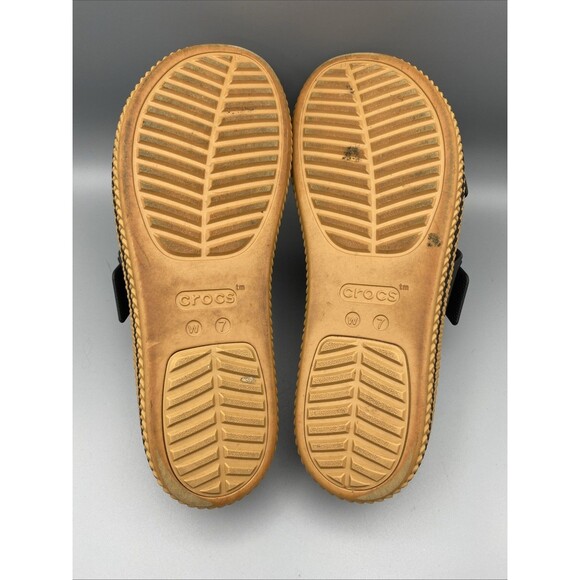 Crocs LiteRide Shoes Black Tan Strap Brooklyn Mid Platform Wedge Sandals 7 - Picture 10 of 13